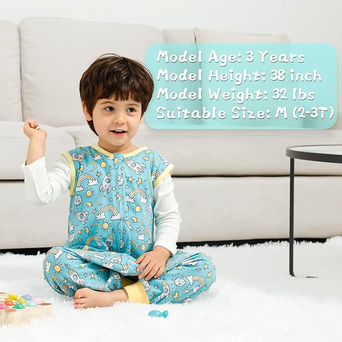 WONDAY Baby Toddler Sleep Sack, Sleep Sack 12-18 Months, Sleep Sack Baby Wearable Blanket, Toddler Baby Sleep Sack with Feet, Sleeveless Breathable Sleep Sacks 18-24 Months