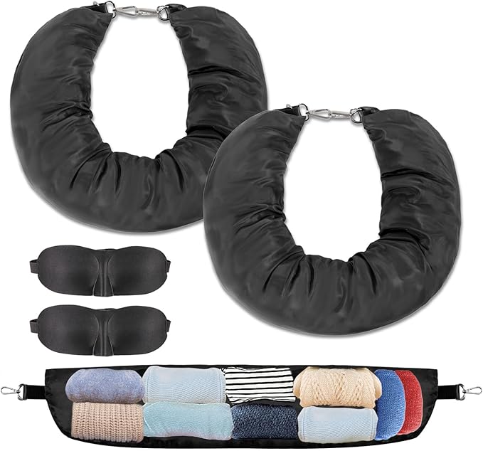 Travel Pillow You Stuff with Clothes, Stuffable Travel Pillow Transforms Into Extra Luggage Without Excess Fees, Stuffable Neck Pillow No Filler Fits 3+ Days of Travel Essentials Black