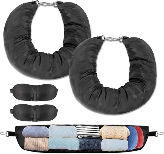 Travel Pillow You Stuff with Clothes, Stuffable Travel Pillow Transforms Into Extra Luggage Without Excess Fees, Stuffable Neck Pillow No Filler Fits 3+ Days of Travel Essentials Black
