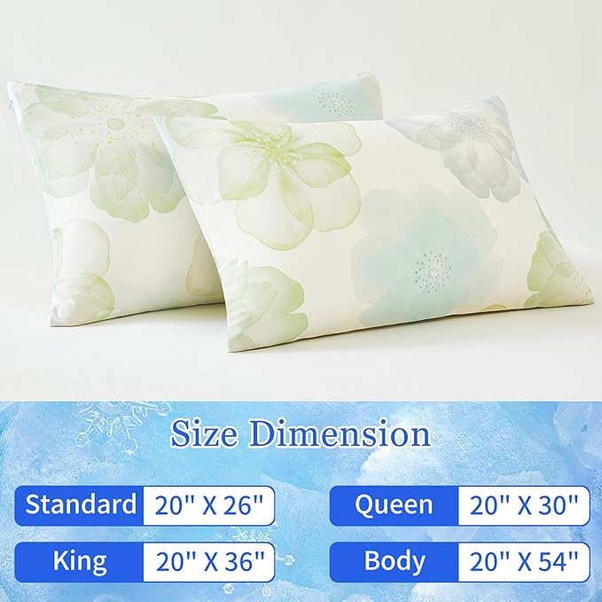 Cooling Pillow Cases for Hot Sleepers - Double Side Arc-Chill Q-Max>0.5 Cooling Fiber Cool Pillow Cases 2 Pack - Breathable Soft Cold Pillow Cases with Hidden Zipper (20" x 26")