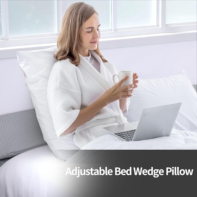 MABOZOO Pillow Wedge for Headboard Gap,Bed Gap Filler Full Size,Foldable Bed Wedge Pillow for Headboard,Light Grey Bed Wedge Gap Filler,Foam Mattress Gap Filler,54"x6"x6"
