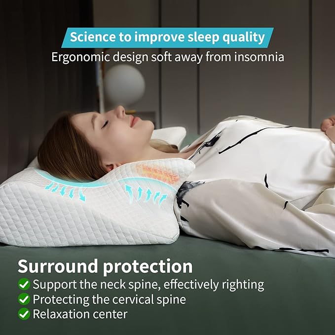 Adjustable Cervical Memory Foam Pillow,Neck Head Shoulder Pain Relief Sleeping,Ergonomic Orthopedic Neck Support Pillow for Side,Back & Stomach Sleepers with Breathable Pillowcase…