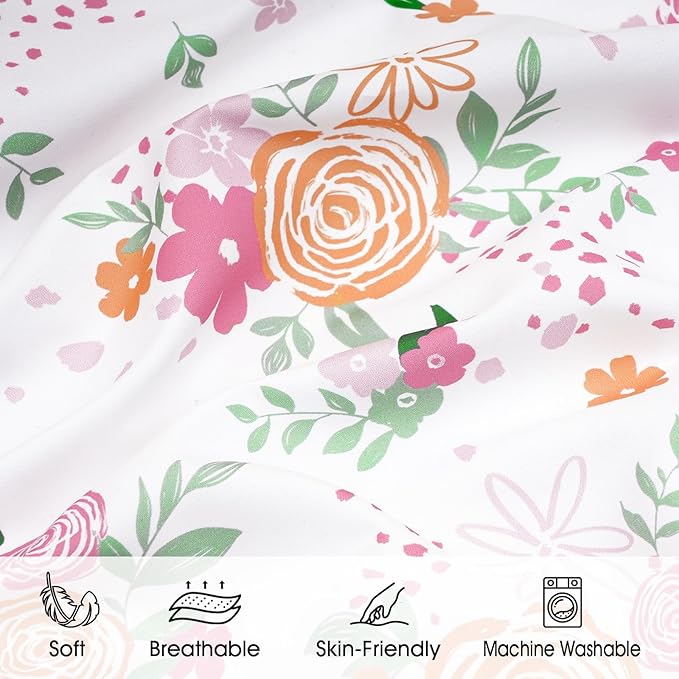 PHF Soft Bassinet Sheet Set, 2 Pack Silky Comfy Breathable Cradle Sheets for Baby Boys Girls, Univeral Fit for Most Oval Rectangle Cradle and Bassinet Mattress/Pad, Rose Floral