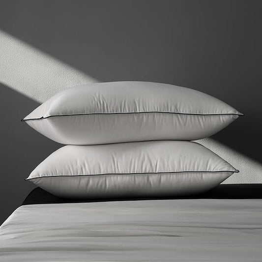 MAXICOZY Hungarian Goose Down Pillow Queen Size Pack of 2, 3-Chamber Bed Pillows Queen Size Set of 2, White Hotel Pillows for Sleeping, 460TC Soft Cotton Blend Shell- Queen (20" x 28"), 2 Pack