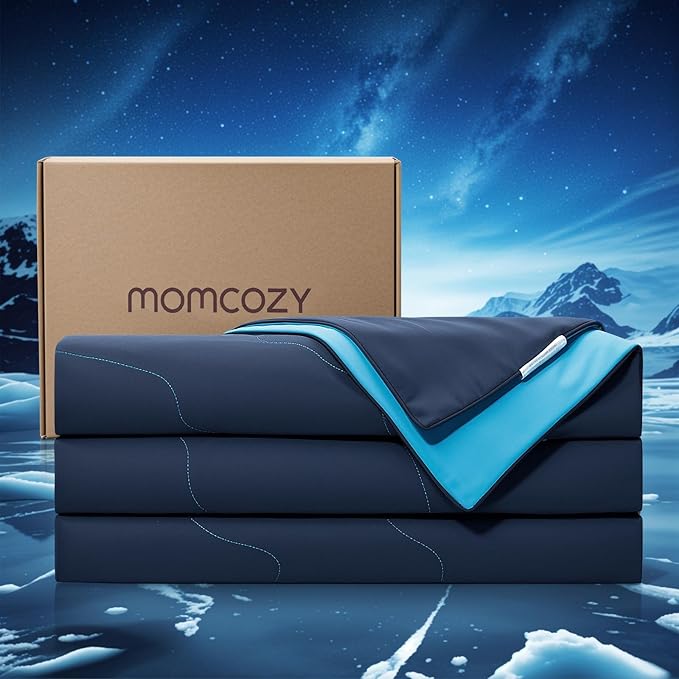 Momcozy Life CoolMurm Cooling Comforter for Hot Sleepers, King/Cali King 106"x90" Hot Flashes Cooling Blanket, All-Season Lightweight Soft Breathable Cooling Quilt Duvet, Cool All Night, Midnight Blue