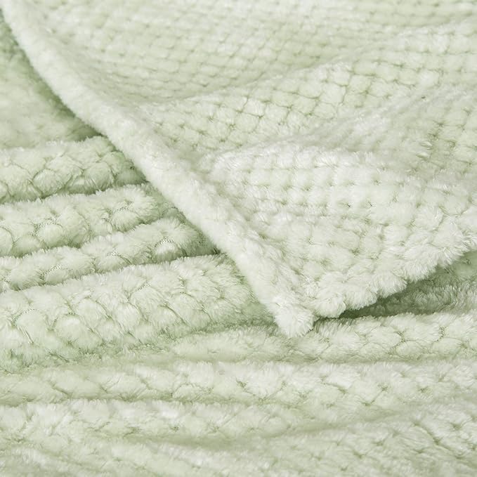 Fuzzy Throw Blanket, Plush Fleece Blankets for adults, Toddler, boys and Girls, Warm Soft Blankets and Throws for Bed, Couch, Sofa, Travel and Outdoor, Camping (Full Twin(70"x80"), XL2-Pastel Green)