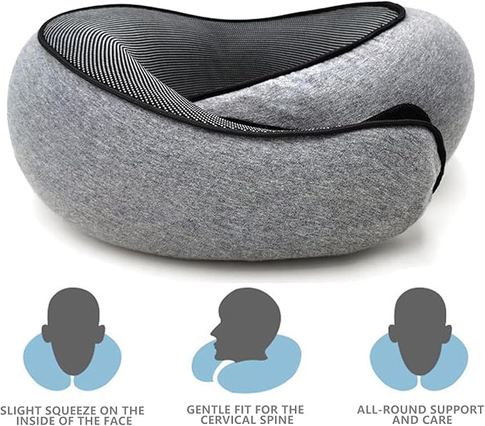 Travel Neck Pillow, Memory Foam Airplane Travel Pillow, 360 Degree Comfort and Breathability, Washable Modal Cover,Stowable U-Shaped Pillow
