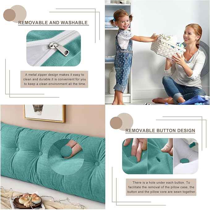 Large Triangular Headboard Pillows Long Backrest Positioning Support Bolster Cushion for Daybed Fluffy Quality Plush Body Wedge Pillow with Removable Cover(Light blue-Full-54x8x20in)