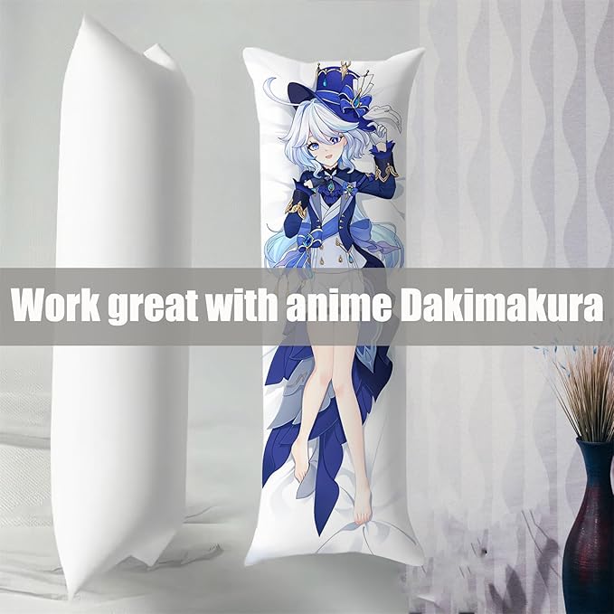 Anime Body Pillow Insert, 20""x 60"" Hugging Body Pillow Core, fit for 50x150 cm Japanese Anime Dakimakura Long Throw Pillow Vacuum Package 1 Piece (20x60 inches), White, ZhiRui-BodyPilow-New01