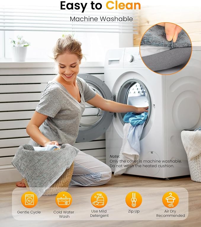 Aroma Season Heated Throw Pillow Lumbar Support Cushion, Back Pain Relief Soothing Cramp Body Warm Hug for Winter, 5 Heating Level and 6 Timer Control, Auto Shut Off Function