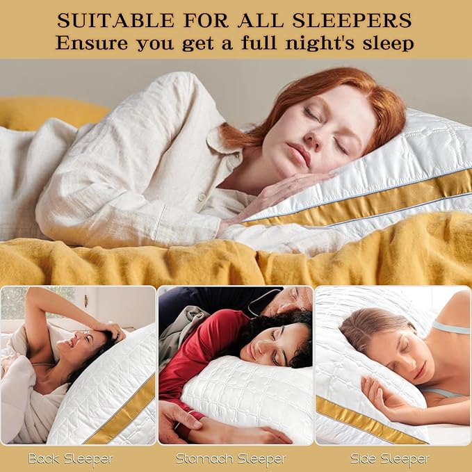 Pillows Standard Size Set of 2, Hotel Quality Bed Pillows for Sleeping, Standard Pillows Set of 2 Support & Comfortable, Down Alternative Standard Pillows 2 Pack for Back, Stomach or Side Sleepers