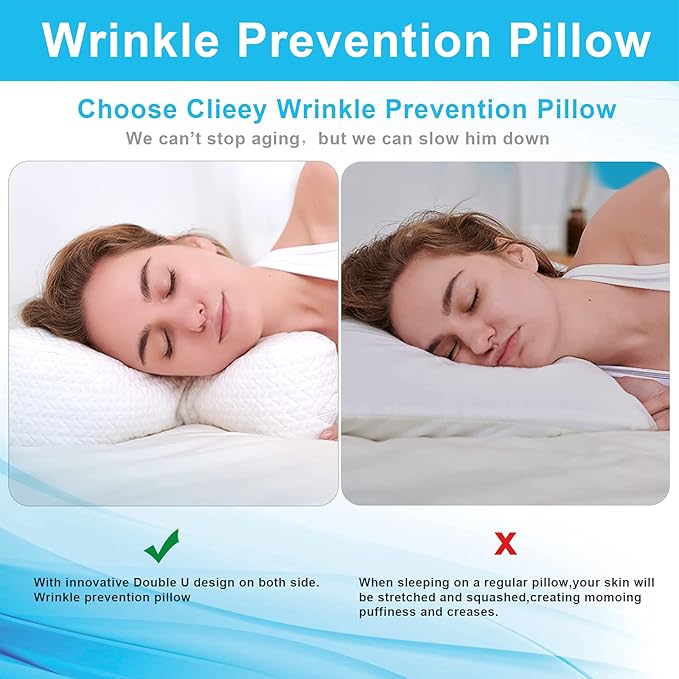 Side Sleeper Pillow Anti Wrinkle Aging Pillow Gel Shredded Memory Foam for Neck Pain Relief Pillow for Sleeping Side Back Stomach Sleeper Pillows (Regular White Style+Grey Rayon Silk Pillowcase)