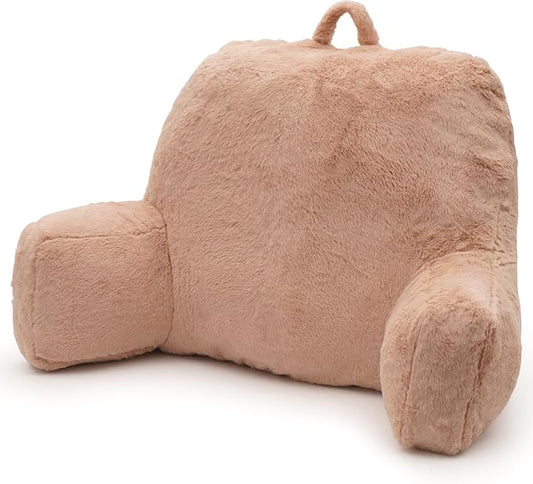 Reading Pillow Large Bed Pillow,Backrest with Arms, Back Support for Sitting Up in Bed, Couch for Lounging Bedrest,Camel