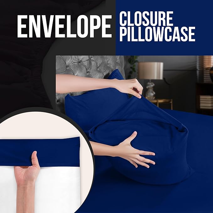 Utopia Bedding Standard Pillow Cases - 2 Pack - Envelope Closure - Soft Brushed Microfiber Fabric - Shrinkage and Fade Resistant Pillow Covers 20 X 26 Inches (Standard, Royal Blue)