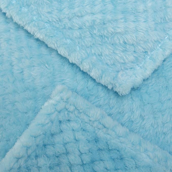 Fuzzy Throw Blanket, Plush Fleece Blankets for adults, Toddler, boys and Girls, Warm Soft Blankets and Throws for Bed, Couch, Sofa, Travel and Outdoor, Camping (40Wx60L, M-Ice Blue)