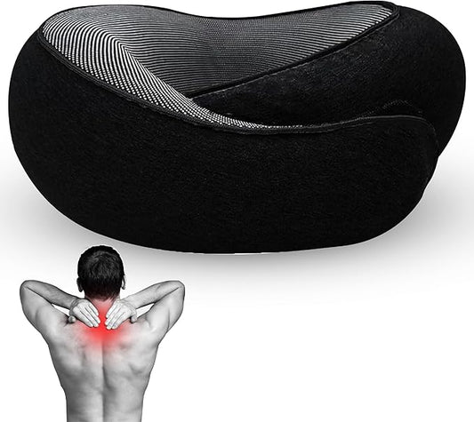 Airplane Travel Neck Pillow, Memory Foam Airplane Travel Pillow, 360 Degree Comfort and Breathability, Washable Modal Cover.Travel Neck Pillow for Airplane, Neck Pillow Airplane (Black)