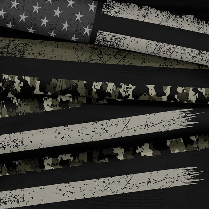 Bedbay American Flag Bed Comforter King Size Camo Comforter Set Black Grey Army Green Camouflage USA Flag Bedding Quilt Set Room Decor for Men 4 Pcs Soft & Lightweight Down Comforter (Camo,King)