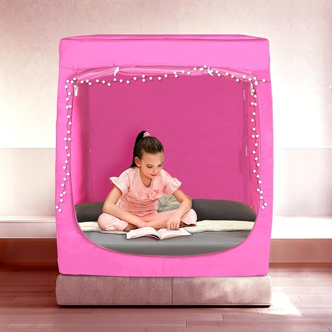 Bed Tent Full Bed Canopy Tents - Portable Dream Tent for Kids and Adult Indoor Sleeping Tents 70% Blackout with 3 Doors Breathable Private Space Tents