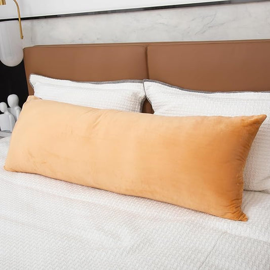 Body Pillow Cover, 20x54 Inches Body Pillow Case Cover with Zipper, Soft Fuzzy Velvet Long Pillow Pillowcase (Camel)