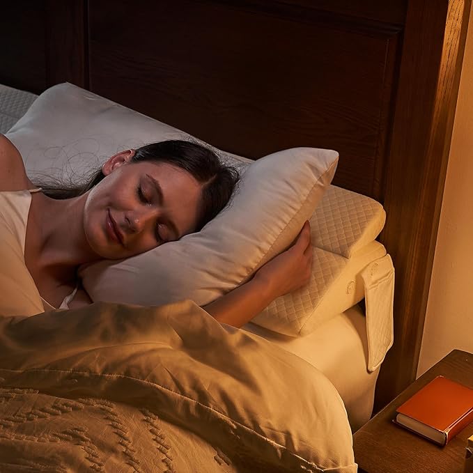 Bed Wedge Pillow for Headboard - Wedge Pillow Headboard Queen (60"x10"x6") - Foldable Bed Gap Filler/Headboard Pillow/Mattress Wedge - Fill Gap (0-8") Between Headboard and Mattress - Cream