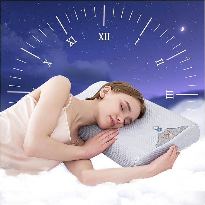 Silicone Cervical Pillow for Pain Relief, Shoulder & Neck Support Machine Washable Silicone Neck Pillow with Cool Silk Breathable Pillowcase, Ergonomic Pillow for Side, Back, Stomach Sleepers