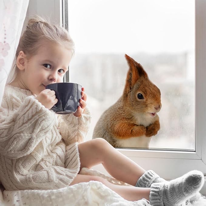 Cute Squirrel Wall Decal Peel and Stick Funny Realistic Squirrel Wall Sticker Decal for Kitchen Bedroom Playroom Game Room Farm Barn Funny Car Sticker Gift
