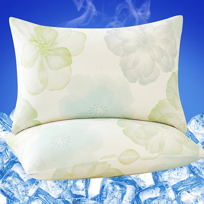 Cooling Pillow Cases for Hot Sleepers - Double Side Arc-Chill Q-Max>0.5 Cooling Fiber Cool Pillow Cases 2 Pack - Breathable Soft Cold Pillow Cases with Hidden Zipper (20" x 26")