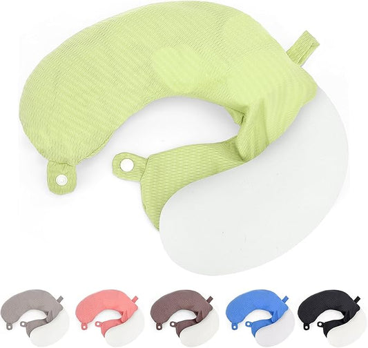 Travel Neck Pillow Cover Neck Pillow Replacement Cover Travel U Neck Pillow Case Cover Soft and Smooth Neck Pillow Cover Green Gray (Only Pillow Cover, No Filler)