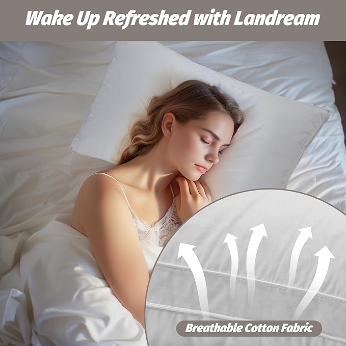 Feather Pillows Queen Size Set of 2,100% Cotton Shell Goose Down Pillow,Feather Down Bed Pillow, White Hotel Pillow (King)