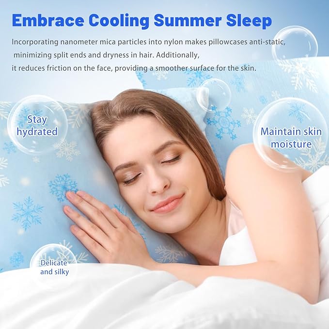 Cooling Body Pillow Case for Hot Sleepers - Floral Body Pillow Cover Cooling Double Side Arc-Chill Q-Max>0.5 Cooling Fiber - Breathable Cooling Body Pillow Cover with Zipper (20" x 54")