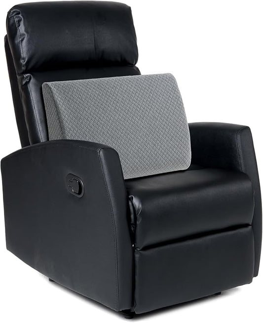 MABOZOO Memory Foam Back Support Cushion for Recliner Chair,Lumbar Support Pillow for Elderly,Extra Large Lumbar Support Pillow with Extension Straps,Grey