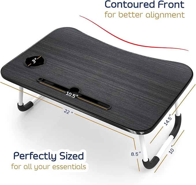 Nestl Reading Pillow with Portable Lap Desk Stand for Laptop 22x14”, Cut Plush Striped Back Pillow, Back Support Pillow, Shredded Memory Foam Bed Rest Pillow with Arms for Kids & Teens, Medium - Misty