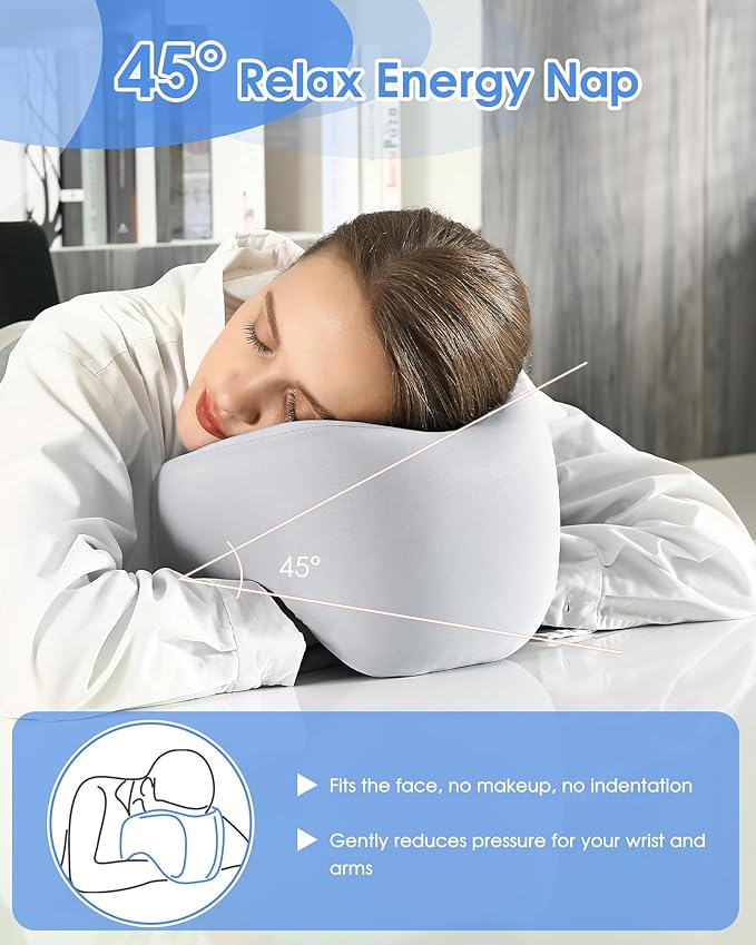 Neck Pillow Airplane with 360-Degree Head Support, Memory Foam 2-in-1 Travel Pillow, Portable Adjustable Neck Pillow for Airplane, Car, Train, Bus Trip and Home Use-Grey