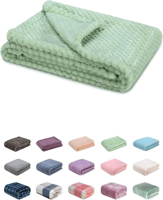 Fuzzy Blanket or Fluffy Blanket for Baby, Soft Warm Cozy Coral Fleece Toddler, Infant or Newborn Receiving Blanket for Crib, Stroller, Travel, Decorative (28Wx40L, XS-Pastel Green)