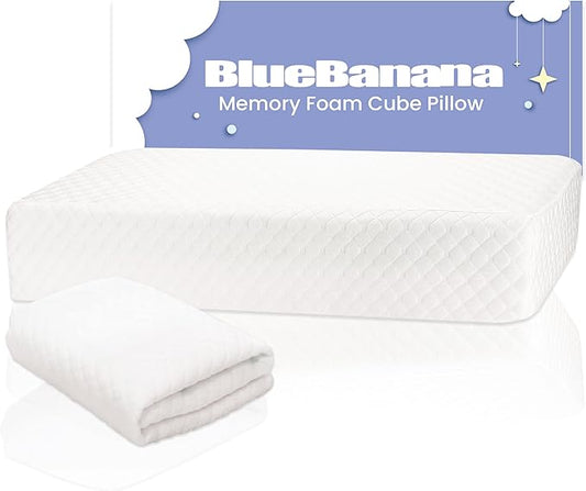 Cube Pillow for Side Sleepers, Pain Reduction Cube Memory Foam Pillow with Extra Pillow Cover | Pillow Cube Provide Head and Neck Support | 24 Inch Square Pillows, White