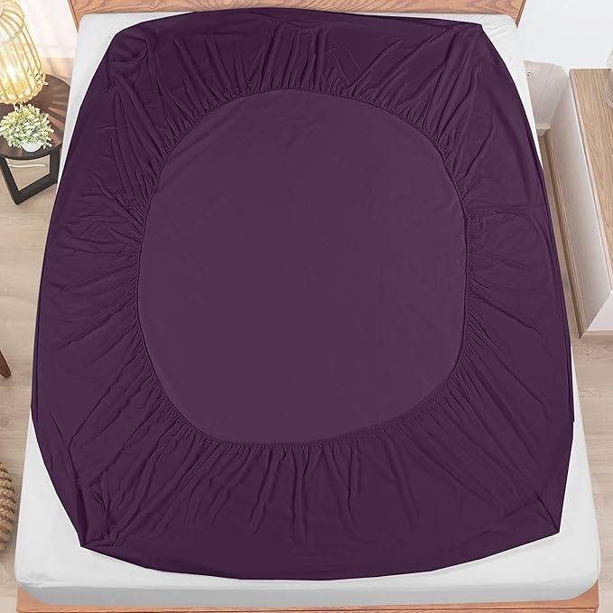 Utopia Bedding Waterproof Mattress Protector Twin Size, Premium Terry Mattress Cover 200 GSM, Breathable, Fitted Style with Stretchable Pockets (Purple)