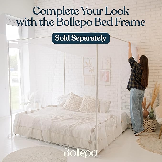 Canopy Bed Curtains with Lights, White Bed Canopy For Girls & Adults | Fits Full, Double, Queen, King | Bed Curtains From Ceiling Or Bed Frame, Bed Curtains, Bed Canopies & Drapes, Princess Bed