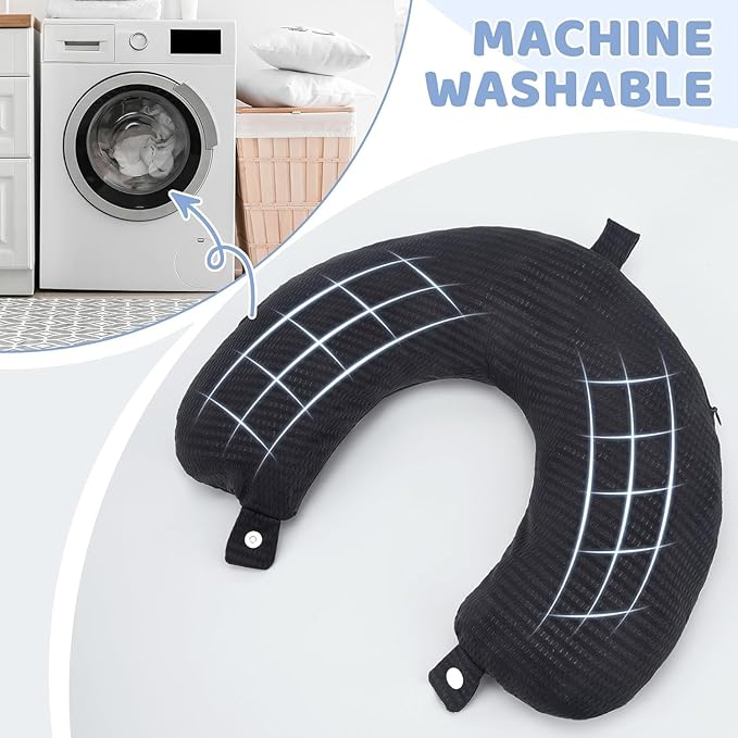 Travel Neck Pillow Cover Neck Pillow Replacement Cover Travel U Neck Pillow Case Cover Soft and Smooth Neck Pillow Cover Blue (Only Pillow Cover, No Filler)