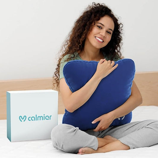 Calmier - 9 lb Sensory Weighted Pillow - Glass Bead Filled Hug Pillow - Ultra Plush Cozy Weighted Pillows for Adults and Kids - Child Sensory Pillow - Weighted Lap Pad (Blue - Minky, 9 LBS)