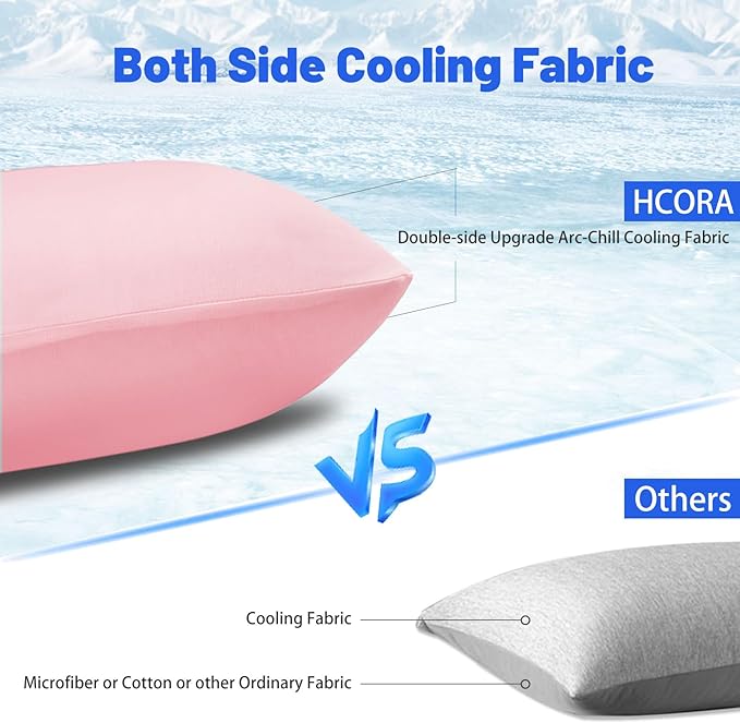 Cooling Pillow Cases for Hot Sleepers - Double Side Arc-Chill Q-Max>0.5 Cooling Fiber Cool Pillow Cases 2 Pack - Breathable Soft Cold Pillow Cases with Hidden Zipper (Pink, 20" x 36")