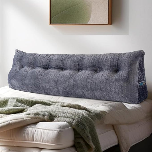 Triangular Wedge Headboard Pillow Large Bolster Bed Rest Reading Pillow Backrest Positioning Support Bolster Cushion with Removable Cover