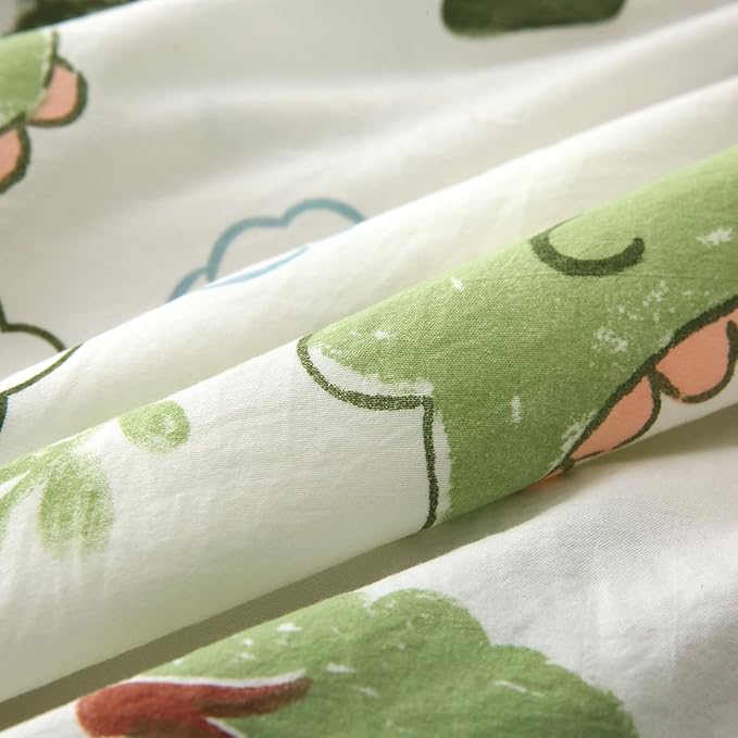 Wajade Kids Dinosaurs Comforter Set Bed in A Bag Full Size 7 Piece Cute Green Dinosaur Jungle Bedding Set for Girls Boys (1 Comforter, 1 Flat Sheet, 1 Fitted Sheet, 2 Pillowcase and 2 Pillow Sham)