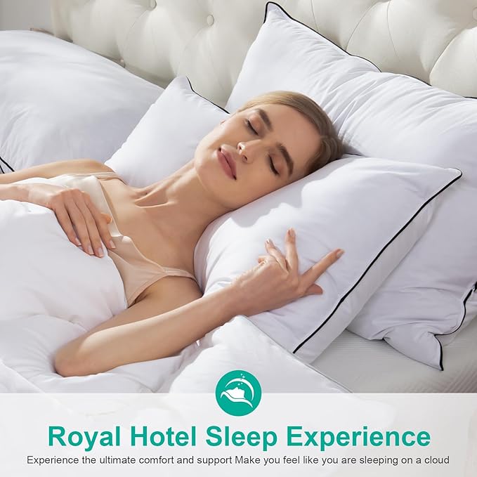 APSMILE Medium Firm Feather Down Pillows Queen Size Pack of 1, Luxury Goose Feather Pillow for Sleeping, 600TC/DM Organic Cotton Cover Hotel Collection Bed Pillows (White, 20"x30")