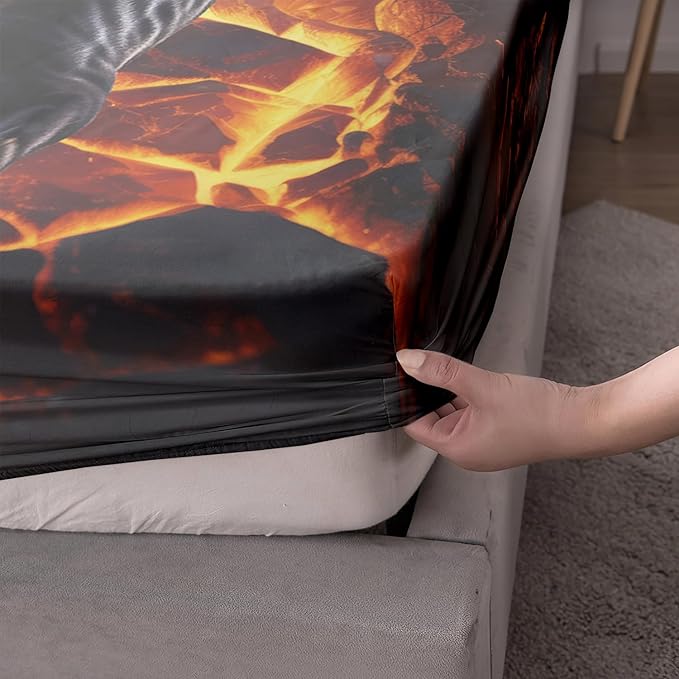 AILONEN Black Panther Fitted Sheet Set Full Size,Safari Cheetah Leopard Print Bed Sheet Set,Magic Moon Animal Theme Leopard Fitted Sheet with 2 Pillowcases,3 Pieces Boys Full Bed Sheet Set