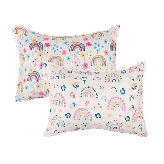 ALVABABY Toddler Pillow Cover Fits 13 x 18,12x 16 Kids Pillow 2 Pack Stretchy Soft Baby Pillow Cover Envelope Kids Pillowcases for Boys Girls Rainbow 2TPE03