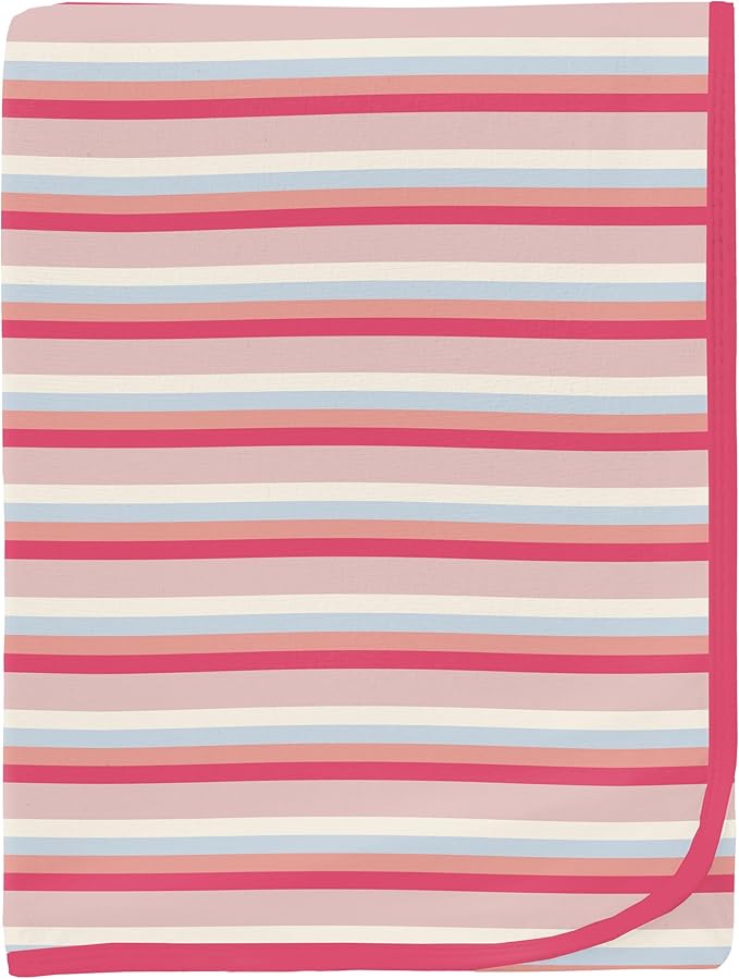 KicKee Print Swaddle Blankets, Silky Soft Baby Blanket, 40” x 29” (Baby Rose Stripe - One Size)
