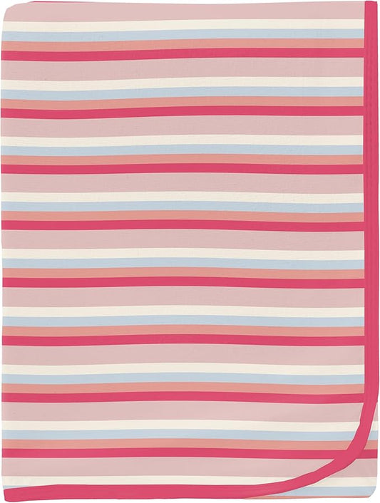 KicKee Print Swaddle Blankets, Silky Soft Baby Blanket, 40” x 29” (Baby Rose Stripe - One Size)