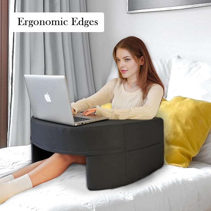 XL Reading Gaming Pillow for Lap - Reading Pillow for Gaming, Bed Arm Rest Pillow Memory Foam Lap Desk Pillow for Working, Crocheting or Sitting in Bed Floor Sofa