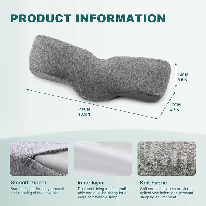 Memory Foam Neck Pillows Combo for Sleeping, Cervical Neck Pillow for Pain Relief, Neck Support Pillow Neck Roll Pillow for Bed (Deep Grey-Basic Version)