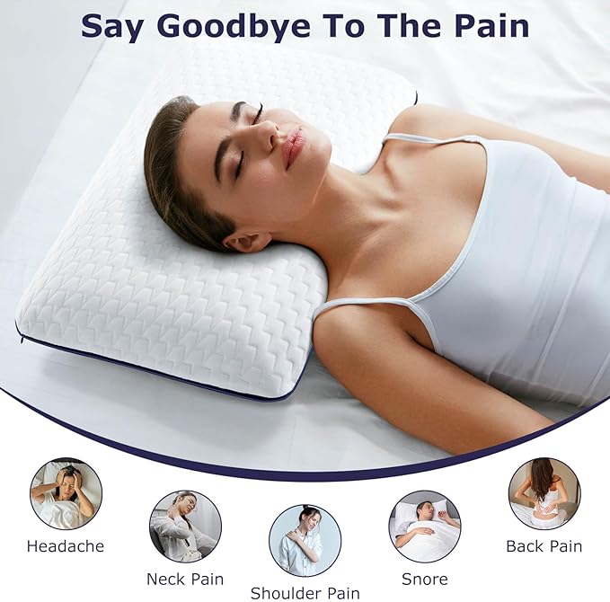 Memory Foam Pillows Standard Size, Cooling Gel Standard Pillow Ventilated, Medium Firm Bed Pillow for Sleeping, Cool Orthopedic Pillow with Washable Removable Zippered Pillow Cover, 1 Pack